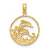 Lex & Lu 14k Yellow Gold Double Dolphin Circle Pendant - 3 - Lex & Lu