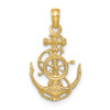 Lex & Lu 14k Yellow Gold Small Anchor w/Wheel Pendant - Lex & Lu