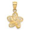 Lex & Lu 14k Yellow Gold D/C Filigree Plumeria Pendant - 4 - Lex & Lu