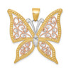 Lex & Lu 14k Tri-color Gold D/C Butterfly Pendant - Lex & Lu