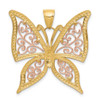 Lex & Lu 14k Tri-color Gold D/C Butterfly Pendant - 4 - Lex & Lu