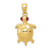 Lex & Lu 14k Yellow Gold Turtle w/Ruby Eyes Pendant - Lex & Lu