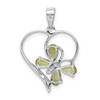 Lex & Lu Sterling Silver w/Rhodium Peridot & Diamond Butterfly Heart Pendant - 4 - Lex & Lu