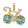 Lex & Lu 14k Yellow Gold 3-D Blue Translucent Acrylic Bicycle Pendant - Lex & Lu