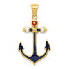 Lex & Lu 14k Yellow Gold 2-D Red, White, and Blue Enameled Anchor Pendant - Lex & Lu