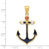 Lex & Lu 14k Yellow Gold 2-D Red, White, and Blue Enameled Anchor Pendant - 4 - Lex & Lu