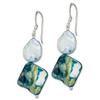 Lex & Lu Sterling Silver Blue Mother of Pearl & FWC Pearl Earrings - 2 - Lex & Lu