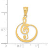 Lex & Lu 14k Yellow Gold G Clef Musical Note Pendant - 3 - Lex & Lu