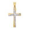 Lex & Lu 14k Yellow Gold & Rhodium D/C Cross Pendant LAL77874 - Lex & Lu