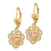 Lex & Lu 14k Two-tone Gold Heart w/Lace Trim Leverback Earrings - 2 - Lex & Lu