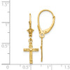 Lex & Lu 14k Yellow Gold Mini Cross w/Heart Leverback Earrings - 4 - Lex & Lu
