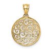 Lex & Lu 14k Yellow Gold & Rhodium Filigree Circle Pendant - 3 - Lex & Lu