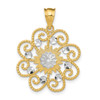 Lex & Lu 14k Yellow Gold Yellow & Rhodium D/C Swirl Round Pendant - Lex & Lu