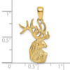 Lex & Lu 14k Yellow Gold Polished Deer Head Charm - 3 - Lex & Lu