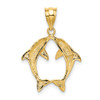 Lex & Lu 14k Yellow Gold Two Dolphins Pendant - 3 - Lex & Lu