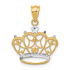 Lex & Lu 14k Yellow Gold & Rhodium Crown Pendant LAL78119 - Lex & Lu
