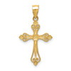 Lex & Lu 14k Yellow Gold Mini Budded Cross Pendant - 4 - Lex & Lu