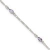 Lex & Lu Sterling Silver Amethyst Ankle Bracelet 9'' - Lex & Lu