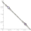 Lex & Lu Sterling Silver Amethyst Ankle Bracelet 9'' - 7 - Lex & Lu