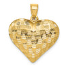 Lex & Lu 14k Yellow Gold Textured Puff Heart Pendant LAL78267 - Lex & Lu