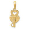 Lex & Lu 14k Yellow Gold Polished Key and Heart Shaped Lock Moveable Pendant - 4 - Lex & Lu