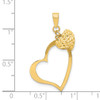 Lex & Lu 14k Yellow Gold Open Heart & Puffed Heart Pendant - 4 - Lex & Lu