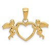 Lex & Lu 14k Yellow Gold Flying Cherubs Holding Heart Pendant - Lex & Lu