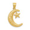 Lex & Lu 14k Yellow Gold Polished & Textured Moon & Stars Pendant LAL78406 - Lex & Lu