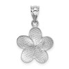 Lex & Lu 14k White Gold Polished Satin D/C Plumeria Pendant - 3 - Lex & Lu