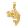 Lex & Lu 14k Yellow Gold Polished & Textured Bass Pendant - Lex & Lu