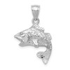 Lex & Lu 14k White Gold Polished & Textured Bass Pendant - Lex & Lu