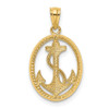 Lex & Lu 14k Yellow Gold Polished Anchor w/Rope Oval Pendant - 3 - Lex & Lu