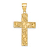 Lex & Lu 14k Yellow Gold Polished and Textured Nugget Block Style Cross Pendant - Lex & Lu