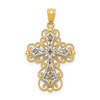 Lex & Lu 14k Two-tone Gold Polished 2 Level Filigree Cross Pendant - Lex & Lu