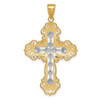 Lex & Lu 14k Yellow Gold & Rhodium & Textured Diamond Pattern Cross Pendant - 4 - Lex & Lu