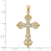 Lex & Lu 14k Yellow Gold & Rhodium Polished D/C Cut-out Cross Pendant - 3 - Lex & Lu