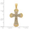 Lex & Lu 14k Two-tone Gold Polished 2 Level Budded Cross Pendant - 3 - Lex & Lu