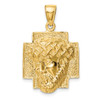 Lex & Lu 14k Yellow Gold Polished 2-D Large Jesus Head w/Crown Pendant - Lex & Lu