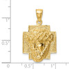 Lex & Lu 14k Yellow Gold Polished 2-D Large Jesus Head w/Crown Pendant - 3 - Lex & Lu