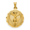 Lex & Lu 14k Yellow Gold Polished & D/C CORPUS Circle Pendant LAL78717 - Lex & Lu