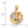 Lex & Lu 14k Yellow Gold & Rhodium Polished & D/C CORPUS Circle Pendant LAL78724 - 3 - Lex & Lu