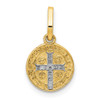 Lex & Lu 14k Yellow Gold & Rhodium Circle St. Benedict Medal Pendant LAL78763 - 3 - Lex & Lu
