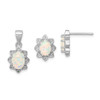 Lex & Lu Sterling Silver Created Opal & CZ Pendant & Earrings Set - Lex & Lu