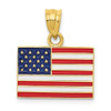 Lex & Lu 14k Yellow Gold Enameled United States Flag Pendant - Lex & Lu