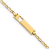 Lex & Lu 14k Yellow Gold Figaro Link ID, Plate w/Cut-out Heart Bracelet LAL78969 - Lex & Lu