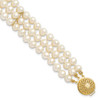 Lex & Lu 14k Yellow Gold 5-6mm 3 Strand FW Cultured Pearl Bracelet - Lex & Lu