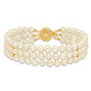 Lex & Lu 14k Yellow Gold 5-6mm 3 Strand FW Cultured Pearl Bracelet - 3 - Lex & Lu