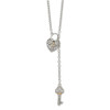 Lex & Lu 14k Yellow Gold w/Sterling Silver Diamond Heart Lock & Key Necklace - Lex & Lu