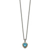 Lex & Lu 14k Yellow Gold w/Sterling Silver Antiqued Blue Topaz Heart Necklace - 2 - Lex & Lu