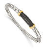 Lex & Lu 14k Yellow Gold w/Sterling Silver Black Diamond Bangle Bracelet - Lex & Lu